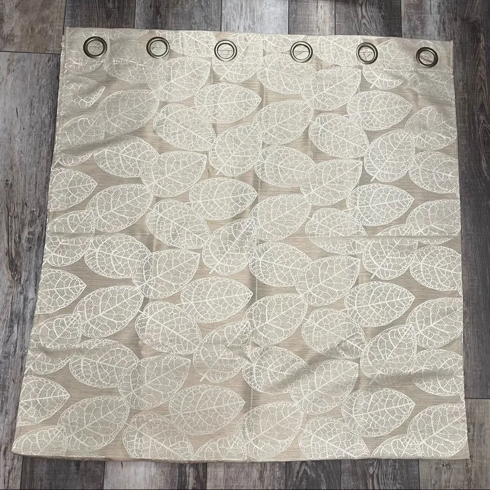 Beige And Cream Curtains Lace Leaf Pattern Design 2 Panels 84”x40”